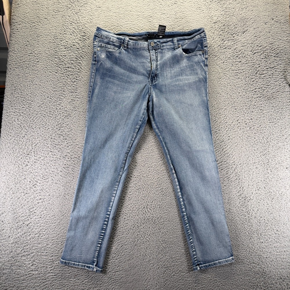 Jack David Jeans Womens 24(36x30) Blue Cotton Denim Straight Leg Western Stretch